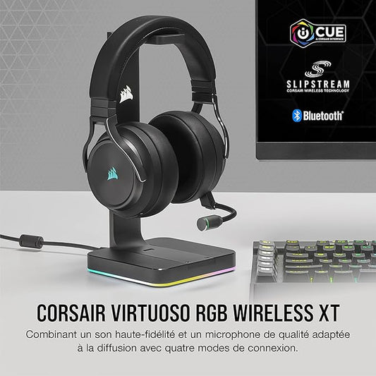 CORSAIR VIRTUOSO RGB WIRELESS XT Casque de Jeu Multiplateforme Avec Bluetooth - Dolby Atmos - Microphone Omnidirectionnel - Compatible iCUE - PC, Mac, PS5, PS4, Nintendo Switch, Mobile - Ardoise