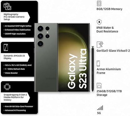 Smartphone Samsung Galaxy S23 Ultra 6.8" Nano SIM 5G 8 Go RAM 256 Go Vert