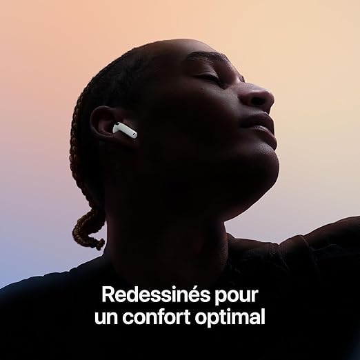 Apple Airpods 4 Blanc avec Boîtier de charge USB‑C avec réduction active du bruit.